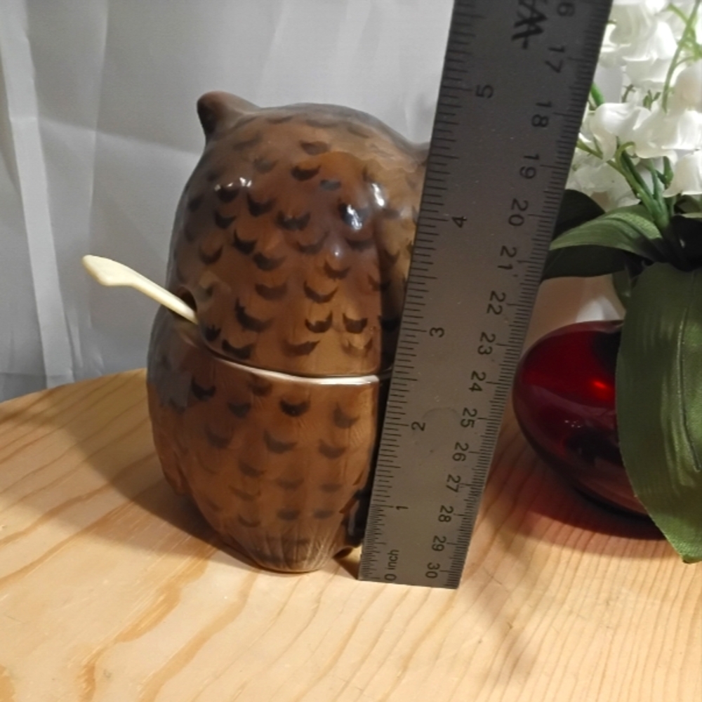 Vintage Otagiri Japan Owl Preserve Pot/Honey Jar - Picture 6 of 7